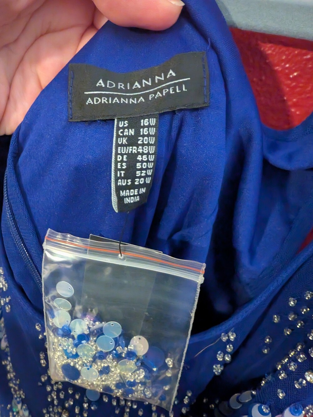 Adrianna Papell Royal Blue Sequined Evening Dress with Beading - Picture 5 of 7